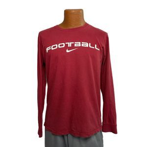 Nike Football Men's Maroon Long-sleeve Shirt, Medium, Pre-owned